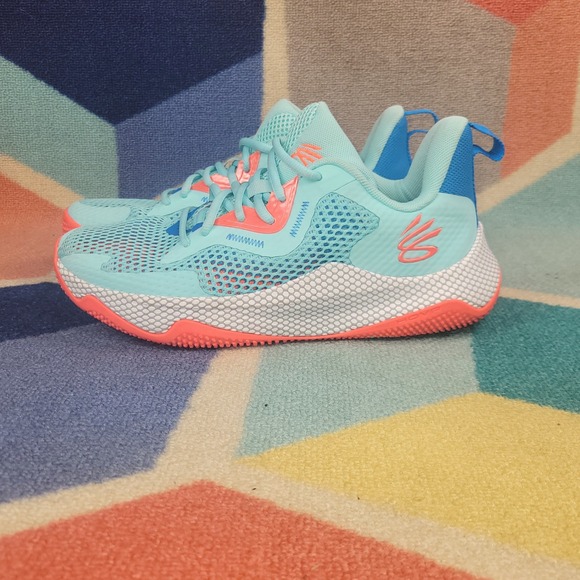 Under Armour Curry HOVR Splash 3 Basketball Shoes Blue Surf 3026899-300 Mens 7 - Picture 4 of 9